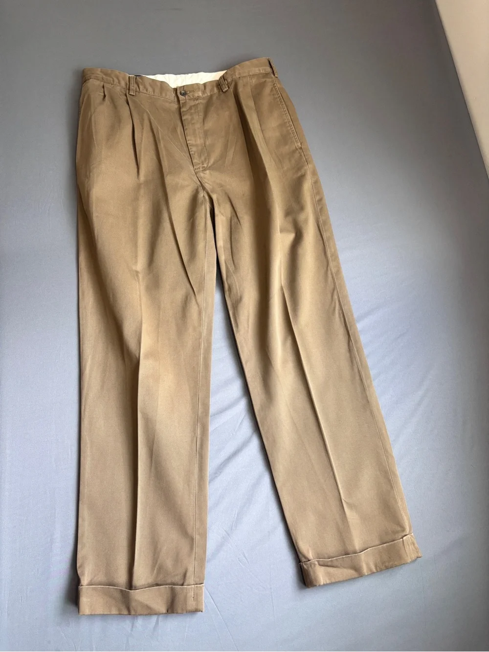 Polo Ralph Lauren Hammond Pants Men's 36x32 Brown Pleated Classic Chino Cotton - Picture 2 of 9